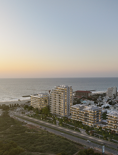 The Herzliya Pituach shoreline at sunset